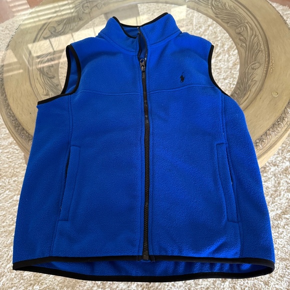 Polo Ralph Lauren Fleece Vest Youth Medium 10/12 Blue Sleeveless Full Zip - Picture 1 of 6